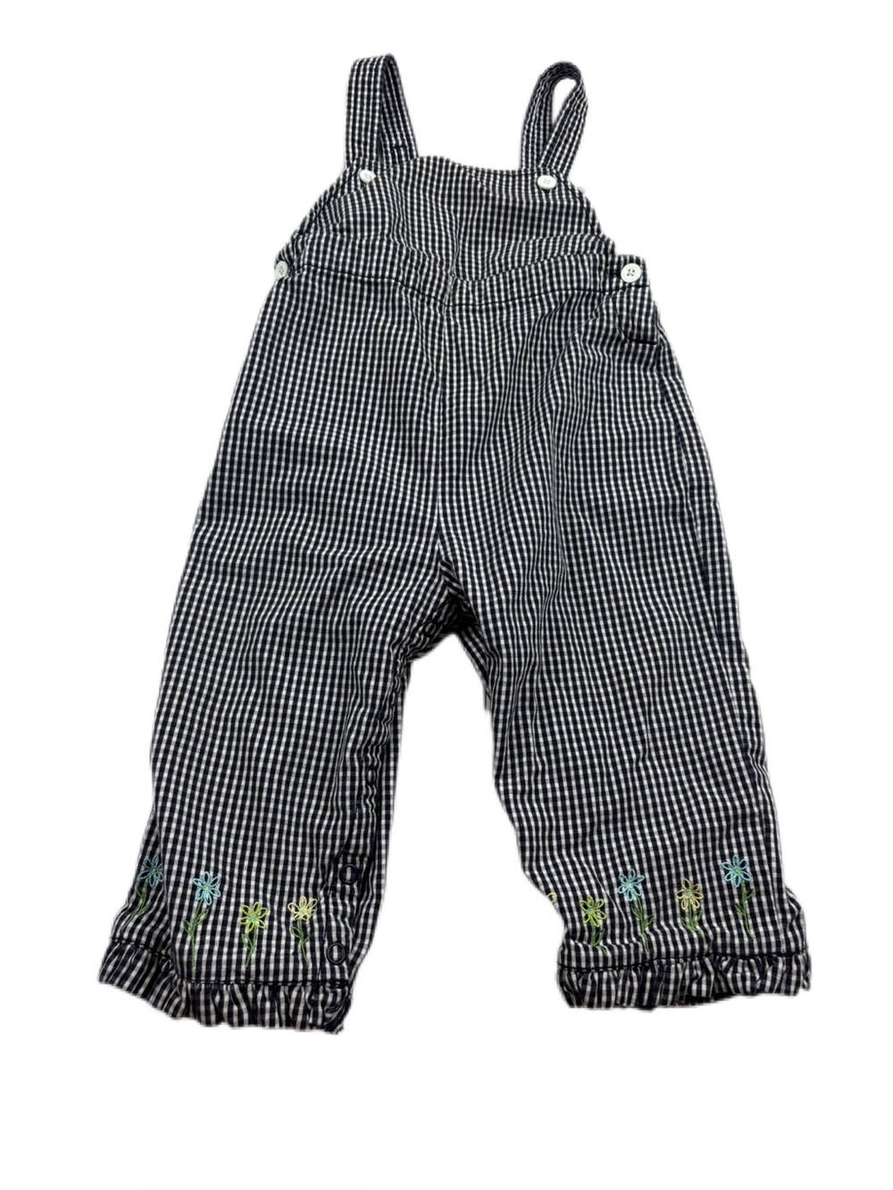 Vintage Gymboree Gingham Overalls Floral Ankle Size 12-18 months